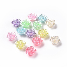 Honeyhandy Imitation Pearl Acrylic Beads, Flower, Mixed Color, 11.5x12x7.5mm, Hole: 2.2mm, about 1428pcs/500g