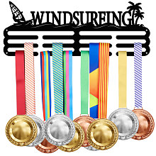 SUPERDANT Word Windsurfing Fashion Iron Medal Hanger Holder Display Wall Rack, with Screws, Coconut Tree Pattern, 150x400mm