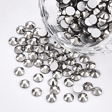 Honeyhandy Glass Flat Back Rhinestone Cabochons, Back Plated, Faceted Half Round, Jet Hematite, SS20, 4.6~4.8x2mm, about 1440pcs/bag