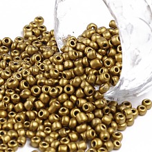 Honeyhandy Baking Paint Glass Seed Beads, Goldenrod, 8/0, 3mm, Hole: 1mm, about 10000pcs/bag