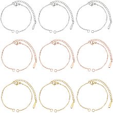 DICOSMETIC 30pcs 3 Colors 12.7-13.4cm Extender Chain Bracelet 201 Stainless Steel Cable Chain Bracelet Adjustable Chain Bracelet with Lobster Clasps for Jeweilry Making,Hole: 1.5mm