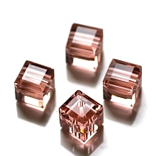 Honeyhandy Imitation Austrian Crystal Beads, Grade AAA, Faceted, Cube, Light Salmon, 5~5.5x5~5.5x5~5.5mm(size within the error range of 0.5~1mm), Hole: 0.7~0.9mm