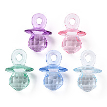 Honeyhandy Transparent Acrylic Pendants, Faceted, Nuk, Mixed Color, 40x27.5x25.5mm, Hole: 5x6.5mm, about 65pcs/500g