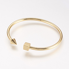 Honeyhandy Brass Cuff Bangle, Real 18K Gold Plated, 2 inchx2-1/4 inch(51x57mm)