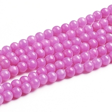 Honeyhandy Natural Mashan Jade Round Beads Strands, Dyed, Magenta, 4mm, Hole: 1mm, about 98pcs/strand, 15.7 inch