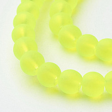 Honeyhandy Transparent Glass Bead Strands, Frosted, Round, Green Yellow, 4mm, Hole: 1.1~1.6mm, about 200pcs/strand, 31.4 inch