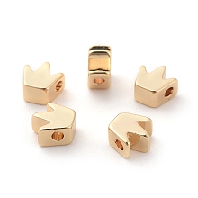 Honeyhandy Brass Beads, Crown, Real 18K Gold Plated, 5.5x5.5x3mm, Hole: 1mm