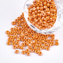 ARRICRAFT DIY Craft Beads 8/0 Opaque Colors Lustered Round Glass Seed Beads, Dark Orange, Size: about 3mm in diameter, hole:1mm, about 1101pcs/50g