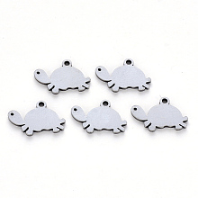 Honeyhandy 304 Stainless Steel Charms, Laser Cut, Tortoise, Stainless Steel Color, 9.5x15x1mm, Hole: 1.2mm