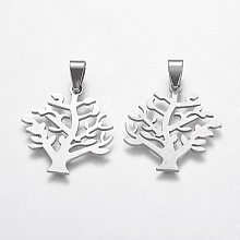 Honeyhandy Stainless Steel Tree Pendants, 30x27x1mm, Hole: 7x4mm