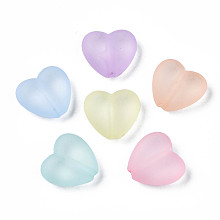 Honeyhandy Transparent Acrylic Beads, Frosted, Heart, Mixed Color, 16.5x18x8mm, Hole: 1.6mm