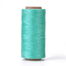 Honeyhandy Waxed Polyester Cord, Micro Macrame Cord, Waxed Sewing Thread, Flat, Turquoise, 0.8mm, about 284.33 yards(260m)/roll