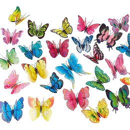 PVC Butterfly Display Ornaments, with Safety Pin, for Window Decoration, Mixed Color, 64~107x100x5.5mm