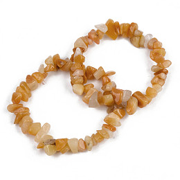 Honeyhandy Unisex Chip Natural Topaz Jade Beaded Stretch Bracelets, Inner Diameter: 1-3/4~2 inch(4.5~5cm)