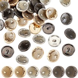 OLYCRAFT 36Pcs 3 Colors Alloy Shank Buttons Star Moon Pattern Metal Blazer Buttons 18mm Vintage Shank Buttons Round Sewing Shank Buttons for Blazer Suits Coat Uniform and Jacket