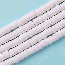 Honeyhandy Handmade Polymer Clay Beads Strands, for DIY Jewelry Crafts Supplies, Heishi Beads, Disc/Flat Round, Beige, 6x0.5~1mm, Hole: 1.8mm, about 290~320pcs/strand, 15.75 inch~16.14 inch(40~41cm)