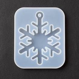 Honeyhandy Christmas Theme DIY Snowflake Pendant Silicone Molds, Resin Casting Molds, for UV Resin & Epoxy Resin Jewelry Making, White, 93x77x10mm, Hole: 5mm, Inner Diameter: 81x62mm