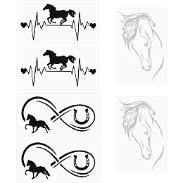 GORGECRAFT 3 Style 6 Sheets Horse Car Stickers 3D Plastic Wall Sticker Horse Running Heartbeat Decal Vinyl Sticker Auto Car Truck Laptop for SUV Motorcycle Doors Scratch Cover