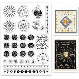 GLOBLELAND Astrology Vintage Clear Stamp Constellation Silicone Stamp Magic Potion Love Sentence Rubber Transparent Stamp Sun Celestial Stamp for Card Making Scrapbooking Photo Album Decoration