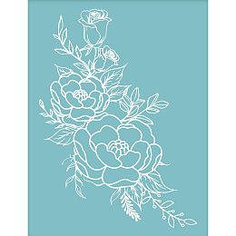 OLYCRAFT Self-Adhesive Silk Screen Printing Stencil Reusable Pattern Stencils Rose Flower for Painting on Wood Fabric T-Shirt Wall and Home Decorations-11x8 Inch