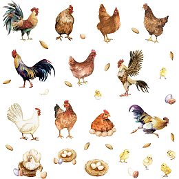 SUPERDANT Farm Chicken Wall Decals Stickers 35 Pieces Roosters Hen Decorations Self-Adhesive Vinyl Art for Home Dining Room Kitchen Restaurant DIY Decor