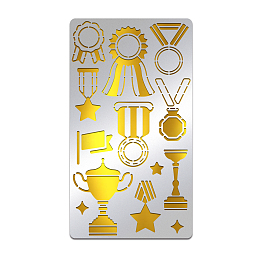 BENECREAT Trophy Stencils, 10x17.5cm Medal Badge Drawing Template Metal Stainless Steel Paint Stencils for Wood, Bullet Journal, Carving and Scrapbooking