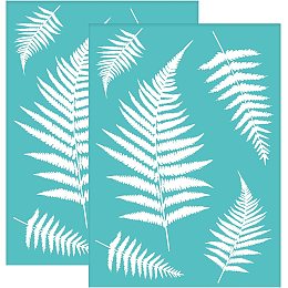 OLYCRAFT 2Pcs Self-Adhesive Silk Screen Printing Stencil Leaf Stencils Plant Mesh Transfer Stencil Reusable Silk Screen Stencil for Painting on Wood T-Shirt Fabric - 7.7x5.5 Inch