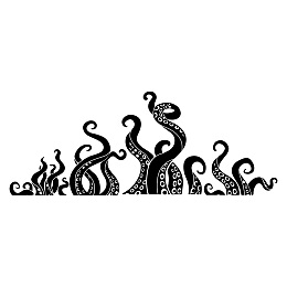 SUPERDANT PVC Wall Stickers, for Home Living Room Bedroom Decoration, Black, Tentacle Pattern, 350x840mm