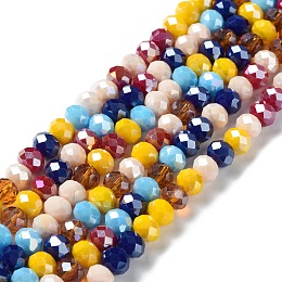 Honeyhandy Glass Beads Strands, Faceted, Rondelle, Mixed Color, 8x6mm, Hole: 1mm, about 65~68pcs/strand, 15.7~16.1 inch(40~41cm)