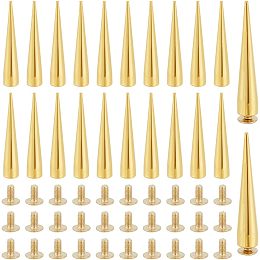 OLYCRAFT 30 Sets Bullet Spike Cone Studs Alloy Cone Spikes Screwback Studs Golden Rock Style Bullet Rivets for DIY Leather Crafts and Clothing Jewelry Trims Craft Decoration - 1.5x0.2 Inch