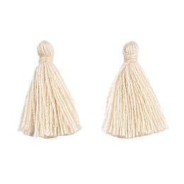 Honeyhandy Polycotton(Polyester Cotton) Tassel Pendant Decorations, Blanched Almond, 18~21x5~6mm