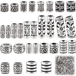 SUNNYCLUE 1 Box 150Pcs 15 Styles Tube Spcacer Beads Silver Large Hole Hollow Filigree Column Beads Metal Loose Beads Alloy Spacer Bead for Jewelry Making DIY Bracelet Necklace Earrings Crafts