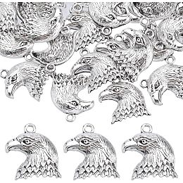 SUNNYCLUE 1 Box 50Pcs Eagle Head Charms Patriotic Charms Bulk Tibetan Style Antique Silver Alloy Eagle Charm America 4th of July Independence Day USA Bird Bald Eagle Charm for Jewelry Making Charms