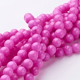 Honeyhandy Natural Mashan Jade Round Beads Strands, Dyed, Magenta, 6mm, Hole: 1mm, about 69pcs/strand, 15.7 inch