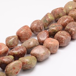 Honeyhandy Natural Unakite Beads Strands, Tumbled Stone, Nuggets, 18~25x16~18x12~16mm, Hole: 2mm, about 22~25pcs/strand, 15.75 inch