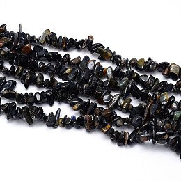 Honeyhandy Blue Tiger Eye Beads Strands, Chips, 5~8x5~8mm, Hole: 1mm, about 31.5 inch