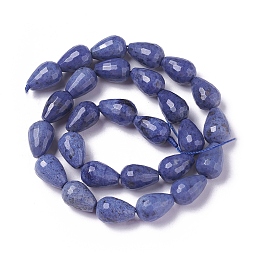 Honeyhandy Natural Dumortierite Quartz Beads Strands, Faceted, Drop, 14~15x10~10.5mm, Hole: 1mm, about 25pcs/strand, 15.15 inch
