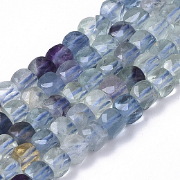 Honeyhandy Natural Fluorite Beads Strands, Faceted, Cube, 4~4.5x4~4.5x4~4.5mm, Hole: 0.8mm, about 110pcs/strand, 15.55 inch(39.5cm)