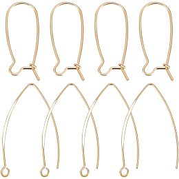 Beebeecraft 1 Box 20Pcs Earring Hook 18K Gold Plated Brass 2 Style Kidney Earrings Hook and Earwire Connector for Jewelry Making DIY Earring Findings