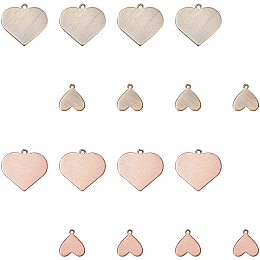 CHGCRAFT 24Pcs 4Style Heart Stamping Blank Tag Brass Blank Charms Blank Stamping Blank Tag Accessories for DIY Necklace Bracelet Charms Gifts