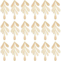 SUNNYCLUE 1 Box 20Pcs Leaf Charms Real 18K Gold Plated Brass Charms Leaves Charm Forest Plants Large Long Charm Thin Golden Metal Pieces for Jewelry Making Charms DIY Earrings Supplies Spring Gift