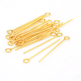 Honeyhandy 304 Stainless Steel Eye Pins, Golden, 30x3.5x0.6mm, Hole: 2mm, about 30pcs/bag