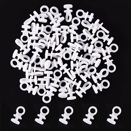 GORGECRAFT 1 Bag 200Pcs Curtain Hooks Plastic White Curtain Track Hook Smooth Wheel Rollers Curtain Rail Slider Hooks for Window Door Shower Bathroom