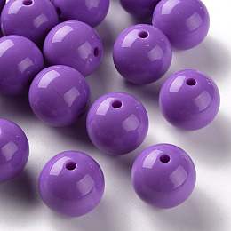 Honeyhandy Opaque Acrylic Beads, Round, Dark Orchid, 20x19mm, Hole: 3mm, about 111pcs/500g