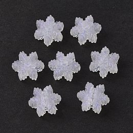 Honeyhandy Transparent Acrylic Beads, Glitter Powder, Christmas Snowflake, Clear, 13x14.5x6mm, Hole: 4mm, about 950pcs/500g