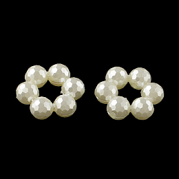 Honeyhandy Donut ABS Plastic Imitation Pearl Bead Frames, Creamy White, 23x21x8mm, Hole: 2mm