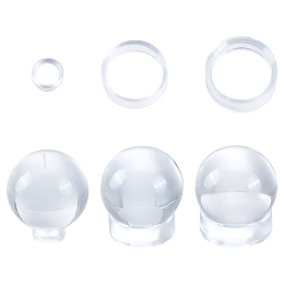AHANDMAKER 6Pcs 3 Style Acrylic Display Frame, for Crystal Ball Diaplay, Flat Round, Clear, 1.6~4.47x0.6~1.55cm, Inner Diameter: 1.1~3.8cm, 2pcs/style