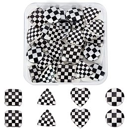 SUPERFINDINGS 40Pcs Opaque Resin Cabochons 4 Style Grid Pattern Slime Charms Triangle Square Heart Flatback Bead Button for DIY Scrapbooking Embellishments Phonecover Hair Clip Jewelry Craft