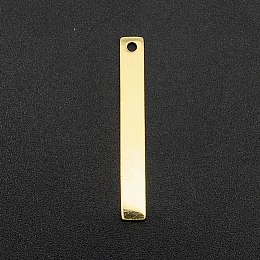 Honeyhandy 201 Stainless Steel Pendants, Laser Cut, Bar/Rectangle, Real 18K Gold Plated, 30x4x1mm, Hole: 1.6mm