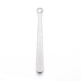 Honeyhandy 201 Stainless Steel Pendants, Sports Charms, Baseball Bat, Stainless Steel Color, 31x3.5x0.6mm, Hole: 1.5mm